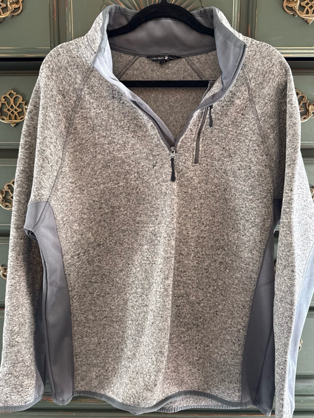 Beverly Hills Polo Club Men's Light Gray Half-Zip Sweater